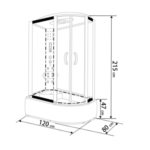 KABINA PRYSZNICOWA Z HYDROMASAŻEM WSH7106L LEWA 120x80 CM