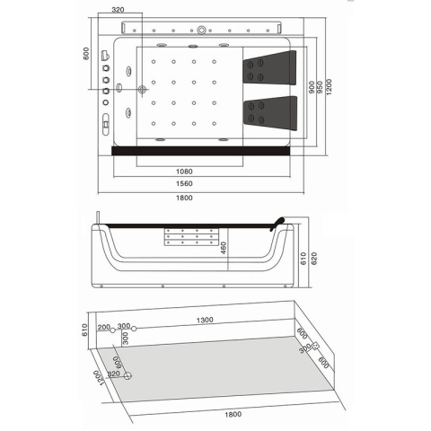 WANNA Z HYDROMASAŻEM Z PODGRZEWACZEM IMPERIA 610H BIAŁA 180x120 CM WANNA Z HYDROMASAŻEM Z PODGRZEWACZEM IMPERIA 610H BIAŁA 180x120 CM