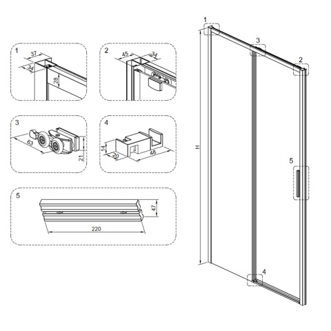 DRZWI PRYSZNICOWE SUPER SLIM NOVA CHROM 100 CM 6 MM DRZWI PRYSZNICOWE SUPER SLIM NOVA CHROM 100 CM 6 MM