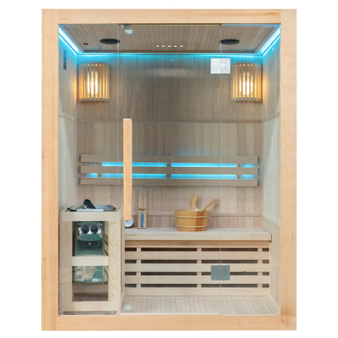 SAUNA FIŃSKA WYSOKOTEMPERATUROWA Z PIECEM OSLO3/HARVIA 4,5KW 3-4 OSOBOWA 150x120 CM