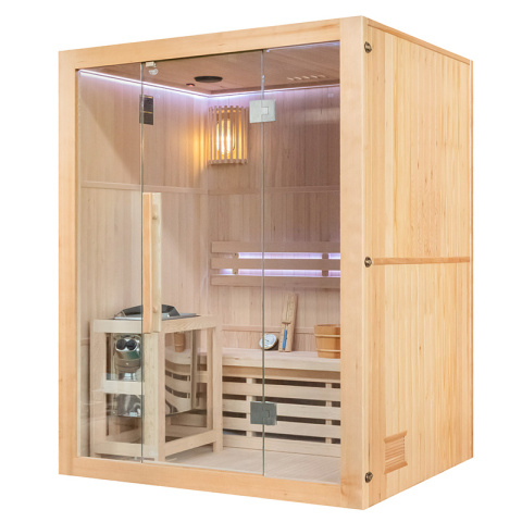 SAUNA FIŃSKA WYSOKOTEMPERATUROWA Z PIECEM OSLO3/HARVIA 4,5KW 3-4 OSOBOWA 150x120 CM