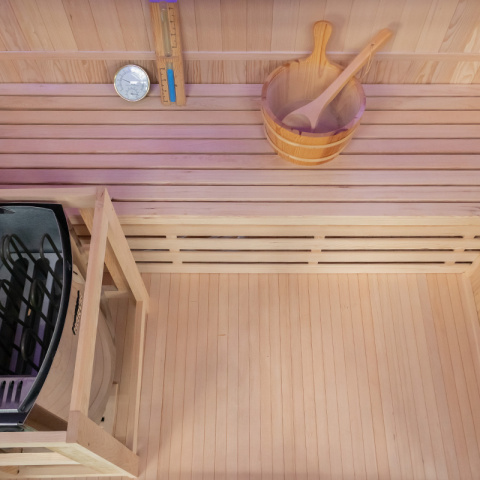 SAUNA FIŃSKA WYSOKOTEMPERATUROWA Z PIECEM OSLO3/HARVIA 4,5KW 3-4 OSOBOWA 150x120 CM