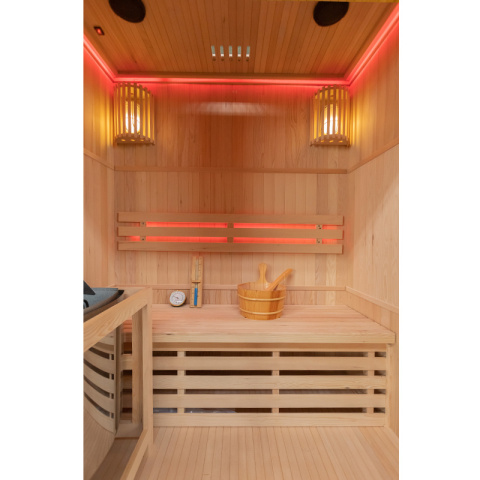 SAUNA FIŃSKA WYSOKOTEMPERATUROWA Z PIECEM OSLO3/HARVIA 4,5KW 3-4 OSOBOWA 150x120 CM