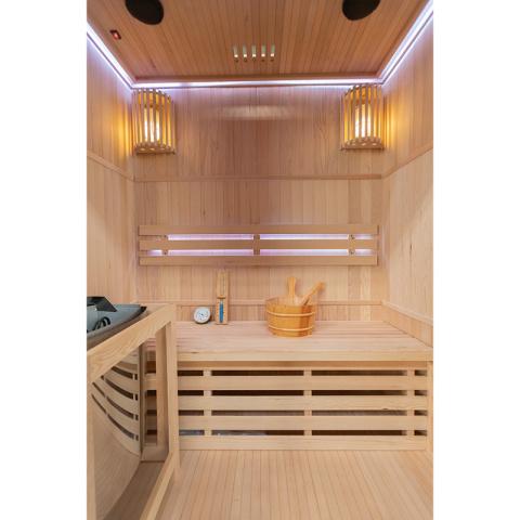 SAUNA FIŃSKA WYSOKOTEMPERATUROWA Z PIECEM OSLO3/HARVIA 4,5KW 3-4 OSOBOWA 150x120 CM