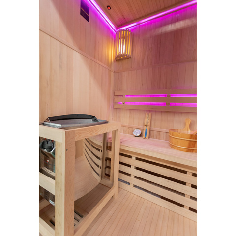 SAUNA FIŃSKA WYSOKOTEMPERATUROWA Z PIECEM OSLO3/HARVIA 4,5KW 3-4 OSOBOWA 150x120 CM