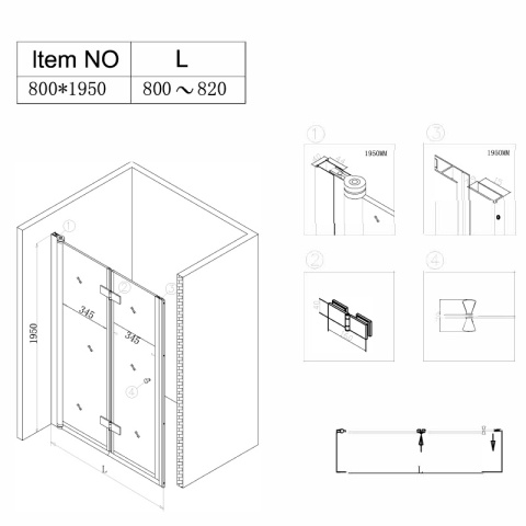 DRZWI PRYSZNICOWE SH01A CHROM 80 CM 6 MM DRZWI PRYSZNICOWE SH01A CHROM 80 CM 6 MM