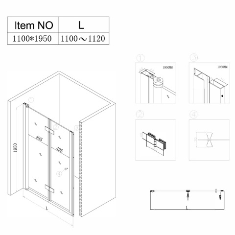 DRZWI PRYSZNICOWE SH01D CHROM 110 CM 6 MM DRZWI PRYSZNICOWE SH01D CHROM 110 CM 6 MM