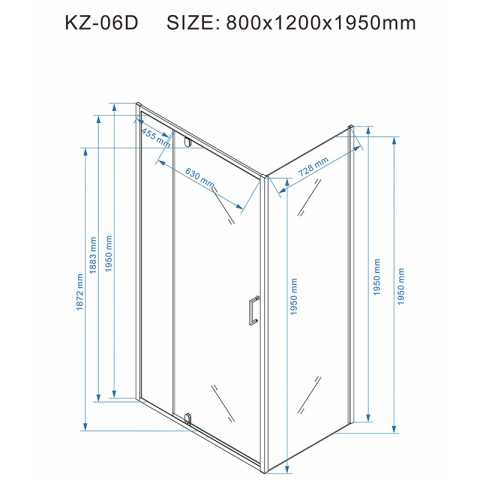 KABINA PRYSZNICOWA PROSTOKĄTNA KZ06D BIAŁA 120x80 CM KABINA PRYSZNICOWA PROSTOKĄTNA KZ06D BIAŁA 120x80 CM