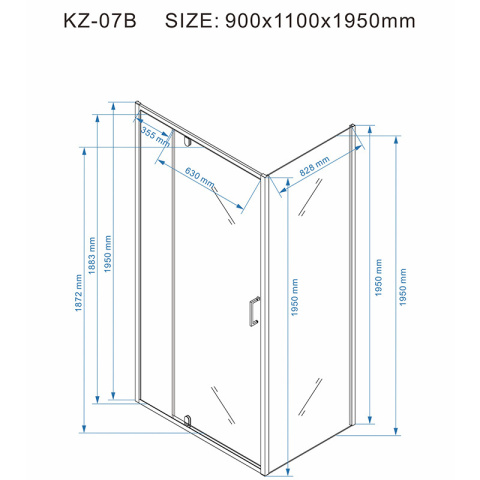 KABINA PRYSZNICOWA PROSTOKĄTNA KZ07B BIAŁA 110x90 CM KABINA PRYSZNICOWA PROSTOKĄTNA KZ07B BIAŁA 110x90 CM