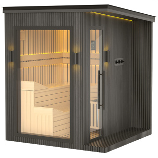 SAUNA OGRODOWA FIŃSKA ALTANKA ESPO-BLACK Z PIECEM 8kW 4-5 OSOBOWA 236x213 CM