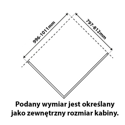 KABINA PRYSZNICOWA PROSTOKĄTNA KZ02B BIAŁA 100x80 CM