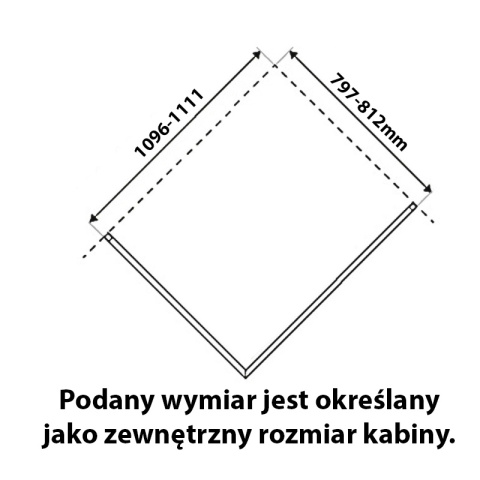 KABINA PRYSZNICOWA PROSTOKĄTNA KZ02C BIAŁA 110x80 CM