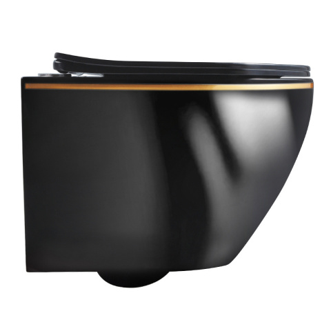 MISKA WC WISZĄCA RIMLESS MIZU-BL-GL-RIM-03 CZARNA DESKA WOLNOOPADAJĄCA DUROPLAST MISKA WC WISZĄCA RIMLESS MIZU-BL-GL-RIM-03 CZARNA DESKA WOLNOOPADAJĄCA DUROPLAST