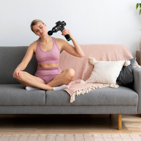 PISTOLET DO MASAŻU MOCNY MASAŻER DO PLECÓW CIAŁA MASSAGE GUN 100W + 8 KOŃCÓWEK RP08 PISTOLET DO MASAŻU MOCNY MASAŻER DO PLECÓW CIAŁA MASSAGE GUN 100W + 8 KOŃCÓWEK RP08