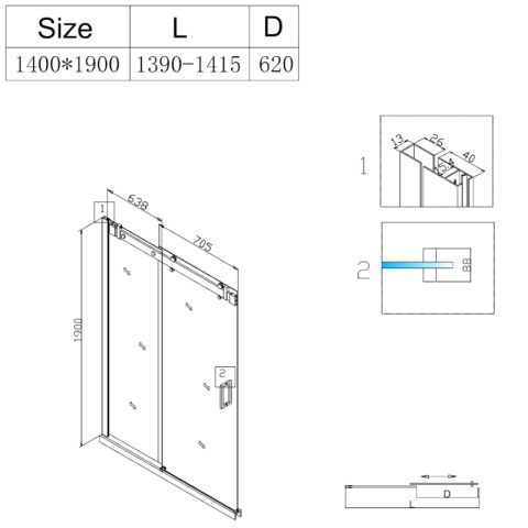 DRZWI PRYSZNICOWE SH03F CZARNE 135-140 CM 8 MM DRZWI PRYSZNICOWE SH03F CZARNE 135-140 CM 8 MM