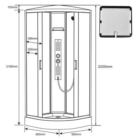 KABINA PRYSZNICOWA Z HYDROMASAŻEM WSH311B 90x90 CM KABINA PRYSZNICOWA Z HYDROMASAŻEM WSH311B 90x90 CM
