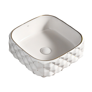 UMYWALKA NABLATOWA CERAMICZNA KWADRATOWA PEARL-WH-GL-400 BIAŁA STRUKTURA