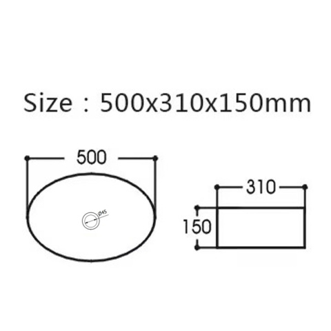 UMYWALKA NABLATOWA CERAMICZNA OWALNA CARI-BL-WH-500 CZARNA