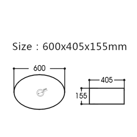 UMYWALKA NABLATOWA CERAMICZNA OWALNA CARI-BL-WH-600 CZARNA