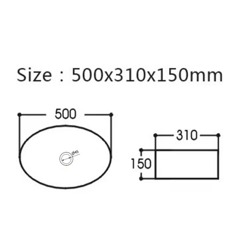 UMYWALKA NABLATOWA CERAMICZNA OWALNA CARI-MTB-500 CZARNA MAT