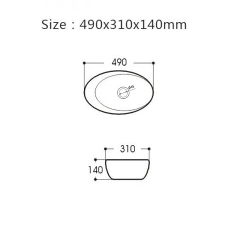 UMYWALKA NABLATOWA CERAMICZNA OWALNA EMMA-MTB-490 CZARNY MAT