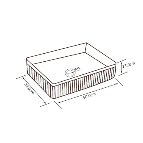 UMYWALKA NABLATOWA CERAMICZNA PROSTOKĄTNA RYFLOWANA AURA-BL-500 CZARNA