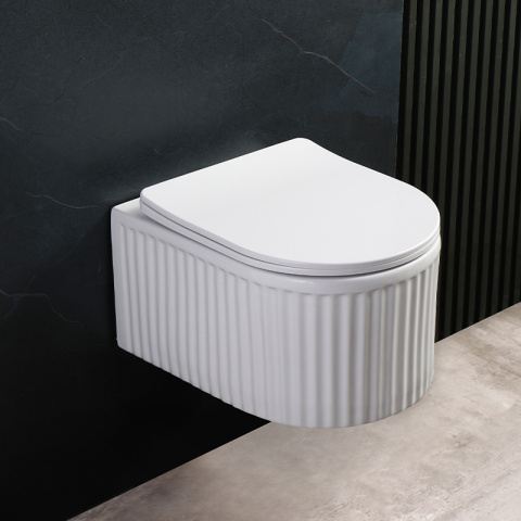 MISKA WC WISZĄCA RIMLESS LUMA-WH-RIM-03 BIAŁA DESKA WOLNOOPADAJĄCA DUROPLAST MISKA WC WISZĄCA RIMLESS LUMA-WH-RIM-03 BIAŁA DESKA WOLNOOPADAJĄCA DUROPLAST