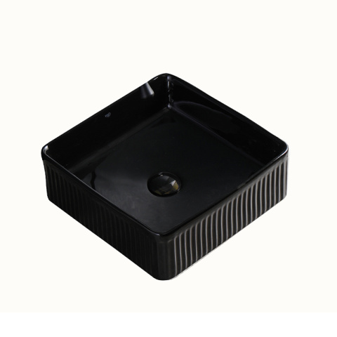 UMYWALKA NABLATOWA CERAMICZNA KWADRATOWA RYFLOWANA AURA-BL-375 CZARNA
