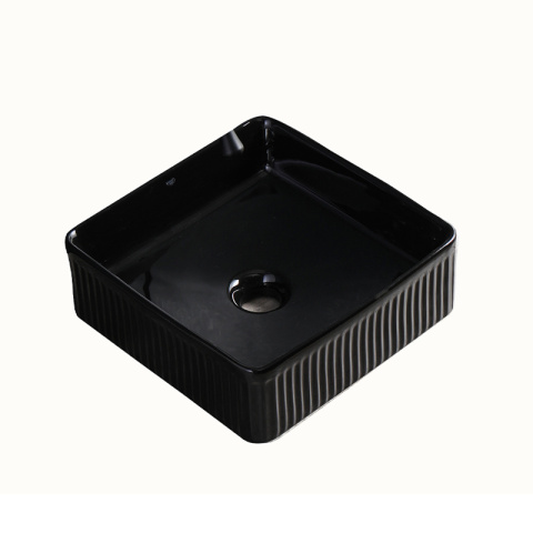 UMYWALKA NABLATOWA CERAMICZNA KWADRATOWA RYFLOWANA AURA-BL-375 CZARNA