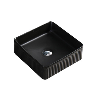 UMYWALKA NABLATOWA CERAMICZNA KWADRATOWA RYFLOWANA AURA-MTB-375 CZARNY MAT