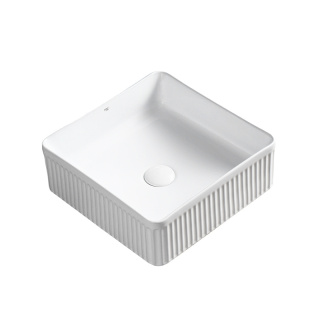 UMYWALKA NABLATOWA CERAMICZNA KWADRATOWA RYFLOWANA AURA-WH-375 BIAŁA