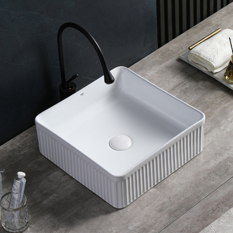 UMYWALKA NABLATOWA CERAMICZNA KWADRATOWA RYFLOWANA AURA-WH-375 BIAŁA UMYWALKA NABLATOWA CERAMICZNA KWADRATOWA RYFLOWANA AURA-WH-375 BIAŁA