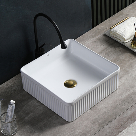 UMYWALKA NABLATOWA CERAMICZNA KWADRATOWA RYFLOWANA AURA-WH-375 BIAŁA UMYWALKA NABLATOWA CERAMICZNA KWADRATOWA RYFLOWANA AURA-WH-375 BIAŁA