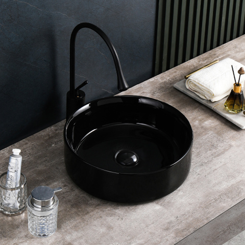 UMYWALKA NABLATOWA CERAMICZNA OKRĄGŁA LAVA-BL-360 CZARNY UMYWALKA NABLATOWA CERAMICZNA OKRĄGŁA LAVA-BL-360 CZARNY