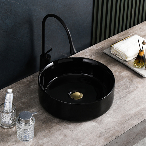 UMYWALKA NABLATOWA CERAMICZNA OKRĄGŁA LAVA-BL-360 CZARNY UMYWALKA NABLATOWA CERAMICZNA OKRĄGŁA LAVA-BL-360 CZARNY