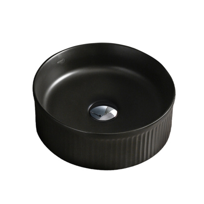 UMYWALKA NABLATOWA CERAMICZNA OKRĄGŁA LAVA-MTB-RF-370 CZARNY MAT RYFLOWANA
