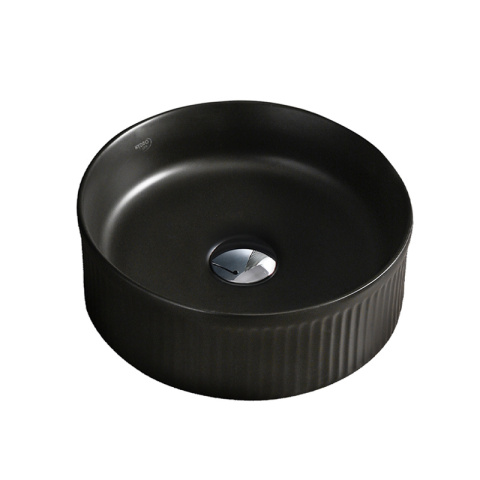UMYWALKA NABLATOWA CERAMICZNA OKRĄGŁA LAVA-MTB-RF-370 CZARNY MAT RYFLOWANA