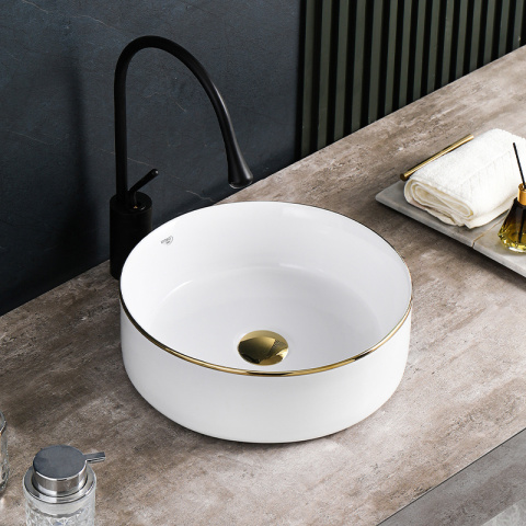 UMYWALKA NABLATOWA CERAMICZNA OKRĄGŁA LAVA-WH-GL-360 BIAŁA