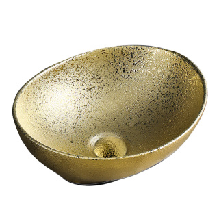 UMYWALKA NABLATOWA CERAMICZNA OWALNA LUMO-GL-405 ZŁOTA STRUKTURA