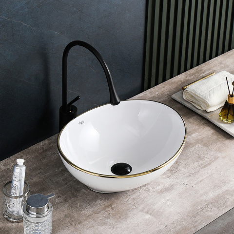 UMYWALKA NABLATOWA CERAMICZNA OWALNA LUMO-WH-GL-405 BIAŁA UMYWALKA NABLATOWA CERAMICZNA OWALNA LUMO-WH-GL-405 BIAŁA