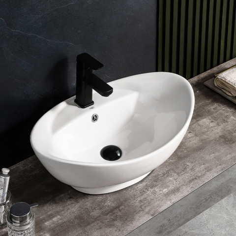UMYWALKA NABLATOWA CERAMICZNA OWALNA TERA-WH-585 BIAŁY