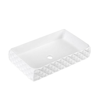 UMYWALKA NABLATOWA CERAMICZNA PROSTOKĄTNA PEARL-WH-605 BIAŁA STRUKTURA