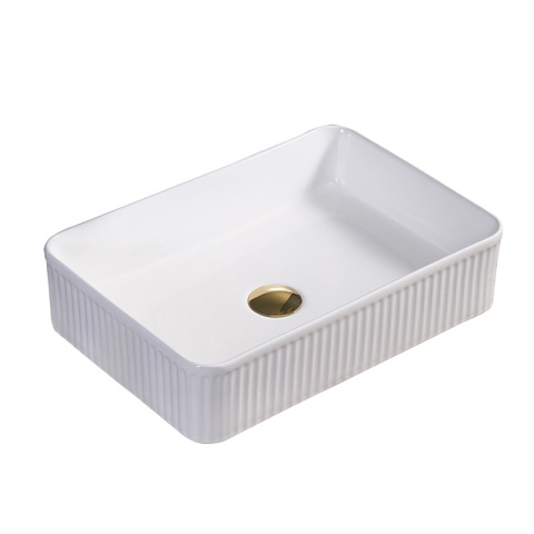 UMYWALKA NABLATOWA CERAMICZNA PROSTOKĄTNA RYFLOWANA AURA-WH-500 BIAŁA