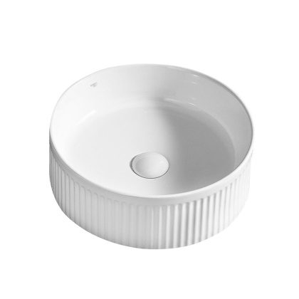 UMYWALKA NABLATOWA CERAMICZNA RYFLOWANA OKRĄGŁA LAVA-WH-RF-370 BIAŁA