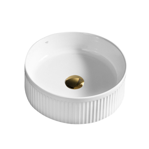 UMYWALKA NABLATOWA CERAMICZNA RYFLOWANA OKRĄGŁA LAVA-WH-RF-370 BIAŁA