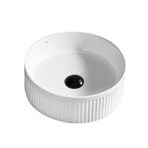 UMYWALKA NABLATOWA CERAMICZNA RYFLOWANA OKRĄGŁA LAVA-WH-RF-370 BIAŁA