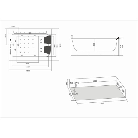 WANNA Z HYDROMASAŻEM Z PODGRZEWACZEM FENIX 606AH PRAWA BIAŁA 180x120 CM