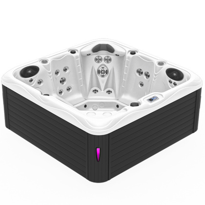 JACUZZI OGRODOWE WANNA SPA752 BIAŁA PERŁA OBUDOWA ANTRACYT 200x200 CM