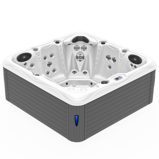 JACUZZI OGRODOWE WANNA SPA752 BIAŁA PERŁA OBUDOWA SZARA 200x200 CM