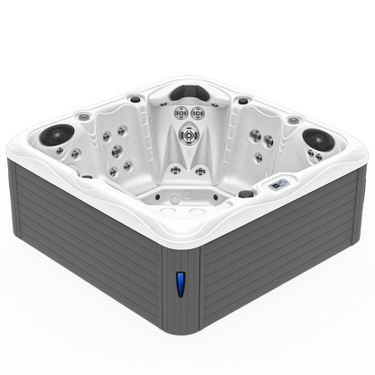 JACUZZI OGRODOWE WANNA SPA752 BIAŁA PERŁA OBUDOWA SZARA 200x200 CM
